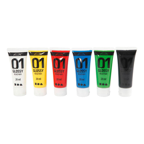 Creativ Company Acrylfarbe für Kidneren Glossy Standard Colors, 6x20ml