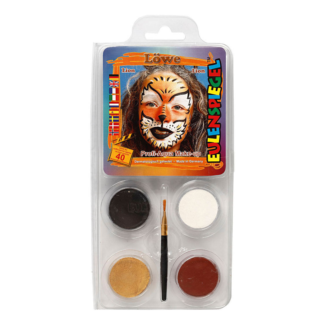 Creativ Company Eulenspiegel Gesichtsfarbe - Motivset, Löwe, verschiedene Farben, 1 Set