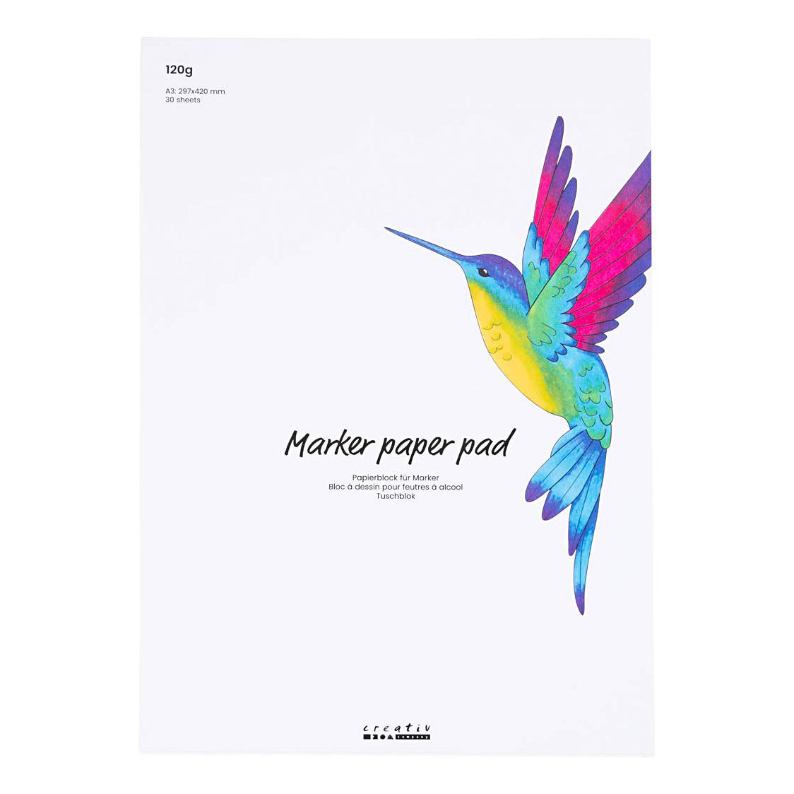 Creativ Company Paper Bloc pour étouffer White A3, 30 feuilles