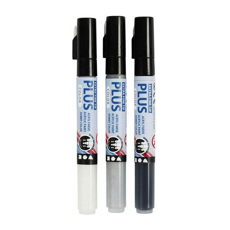 Creativ Company Plus Farbmarker - Schwarz aus -weiß Regengrau, 3st.