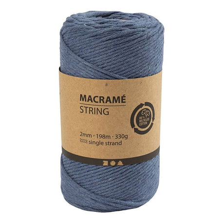 Creativ Company Macrame Cord - Blue, 198m