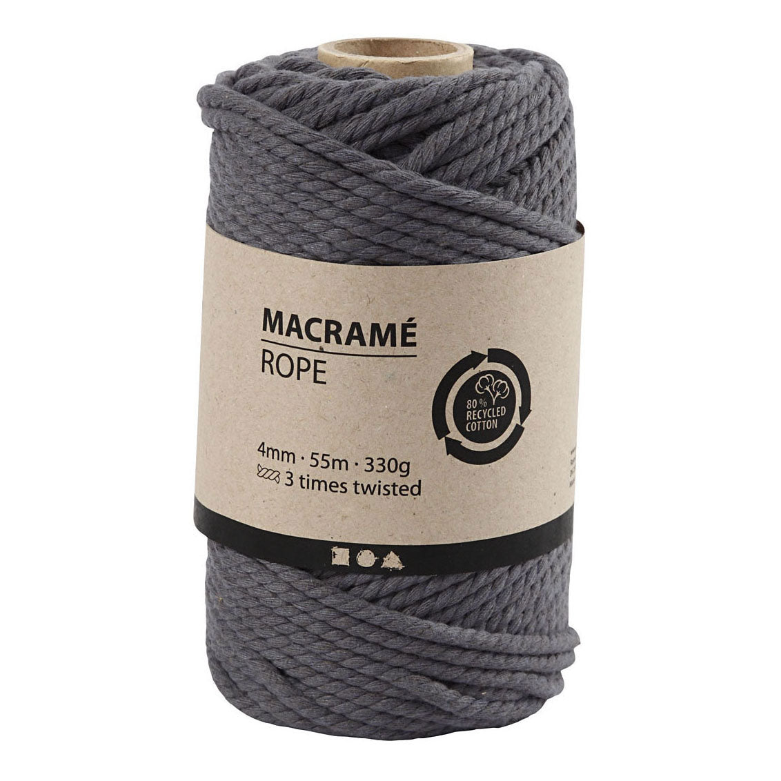 Firma Creativ Macrame Cord Gray, 55 m