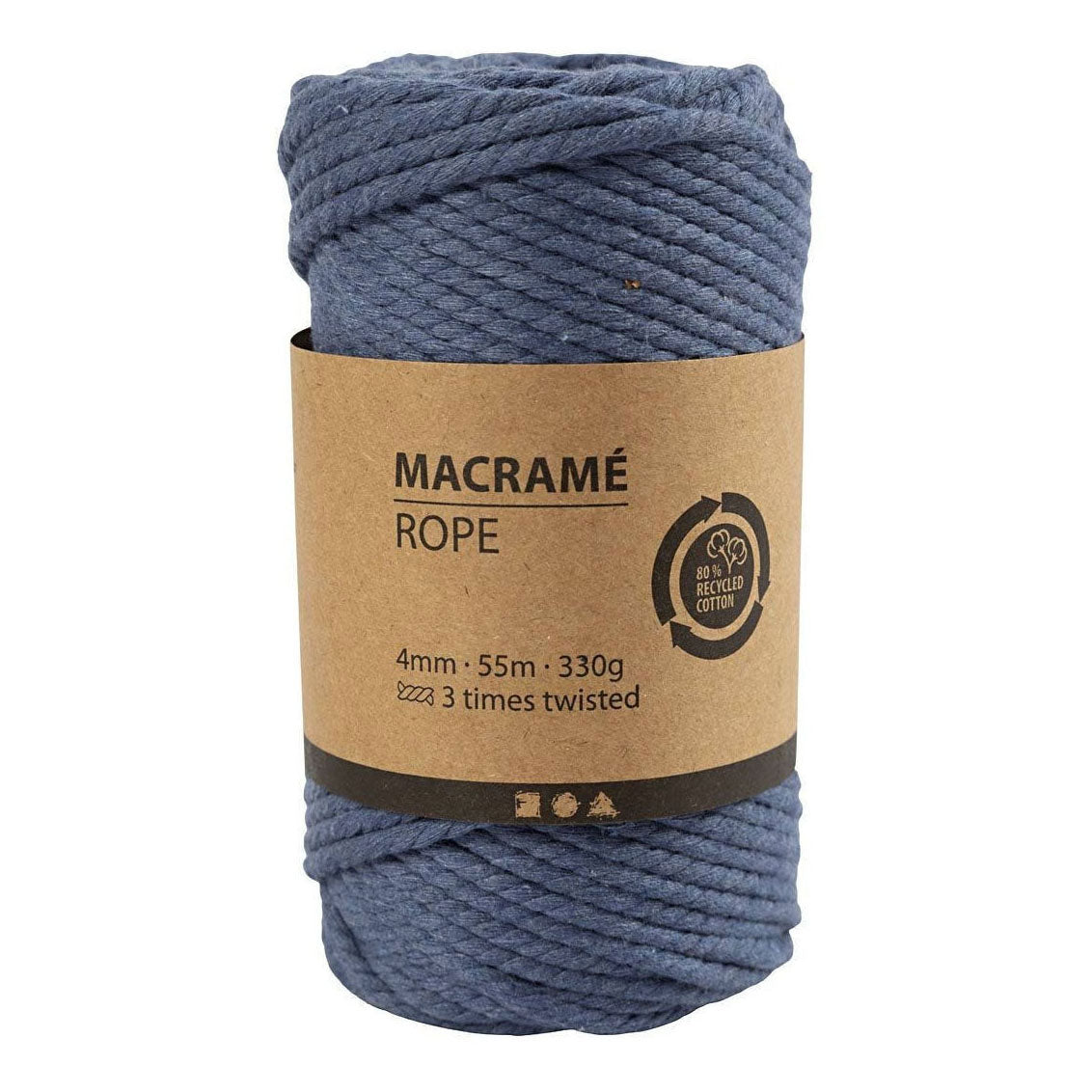 Creativ Company Macrame Cord Blue, 55m