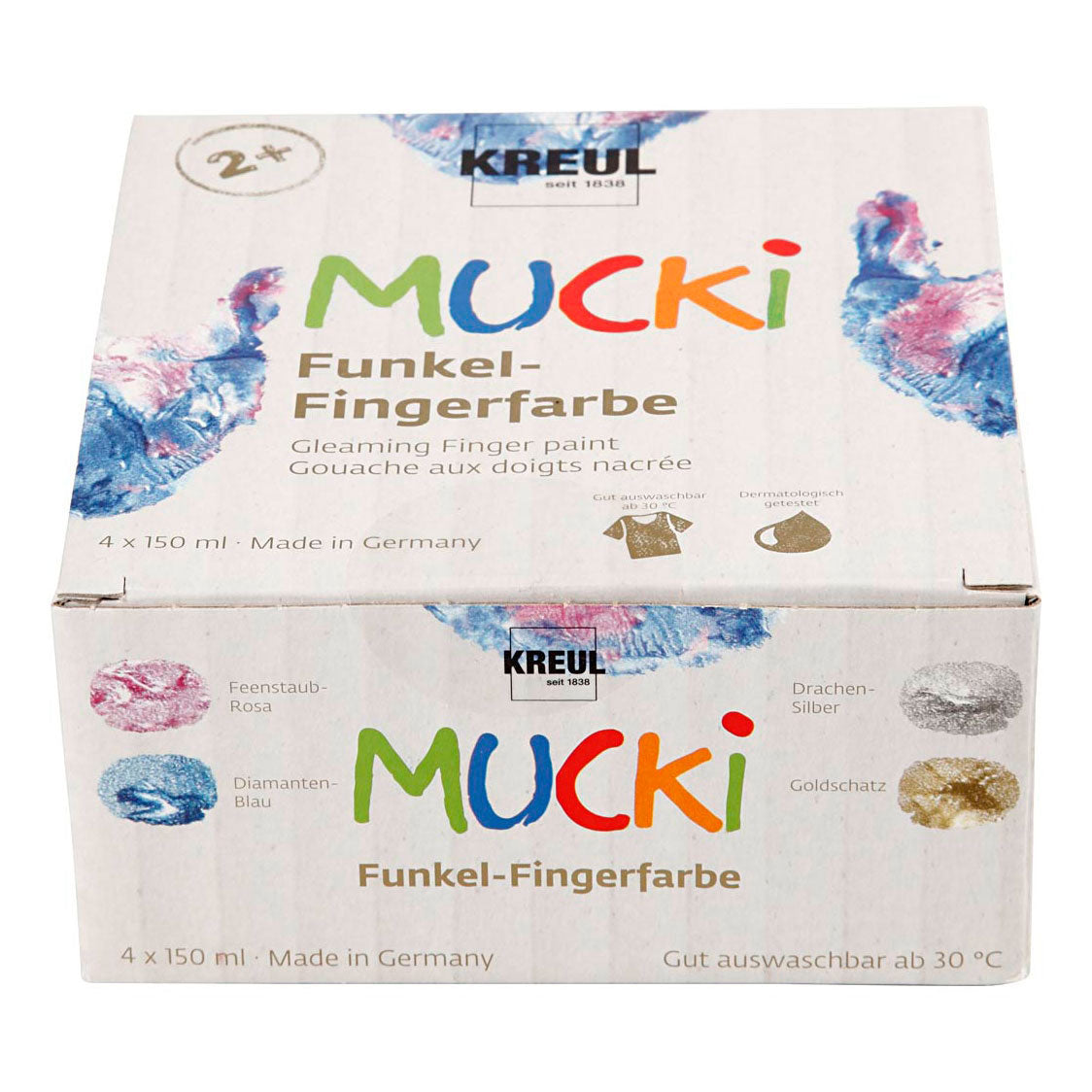 Creativ Company Mucki Pintura Finger Metallic Blue Gold Pink Silver, 4st.