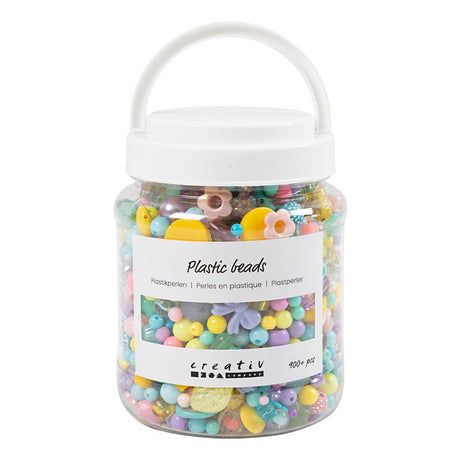 Kreativfirma Plastikperlen verschiedene Farben, 700 ml