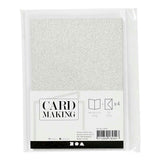 Creativ-Firmenkarten und Umschläge, Kartengröße 10,5 x 15 cm, Umschlaggröße 11,5 x 16,5 cm, Glitzer, 120+250 g, Silber, 4 Set 1 Box
