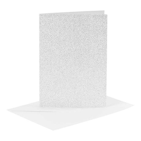 Creativ-Firmenkarten und Umschläge, Kartengröße 10,5 x 15 cm, Umschlaggröße 11,5 x 16,5 cm, Glitzer, 120+250 g, Silber, 4 Set 1 Box
