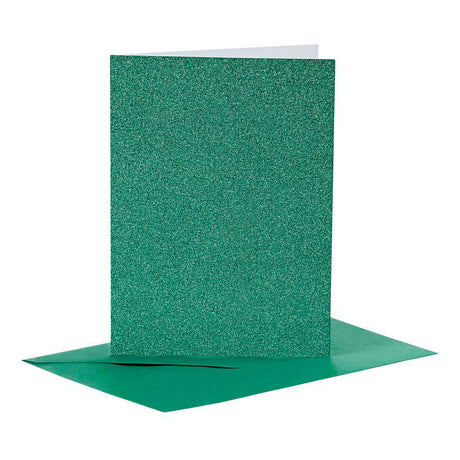 Creativ-Firmenkarten und Umschläge, Kartengröße 10,5 x 15 cm, Umschlaggröße 11,5 x 16,5 cm, Glitzer, 110+250 g, grün, 4 Set 1 Box
