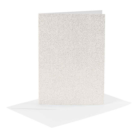 Creativ-Firmenkarten und Umschläge, Kartengröße 10,5 x 15 cm, Umschlaggröße 11,5 x 16,5 cm, Glitzer, 120+250 g, weiß, 4 Set 1 Box