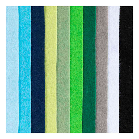 Creativ Company Hobbyfilz A4 Stärke 2mm Blaue und grüne Harmonie - 10 Stk.