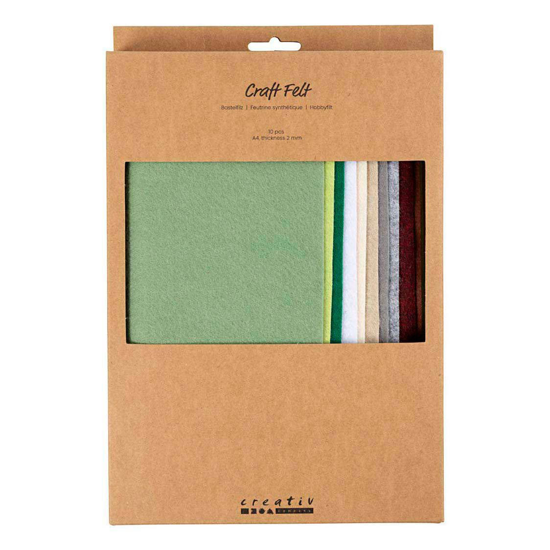 Creativ Company Hobbyfilz, A4, Blatt 210x297 mm, Stärke 2 mm, natur, 10 Stück 1 Karton