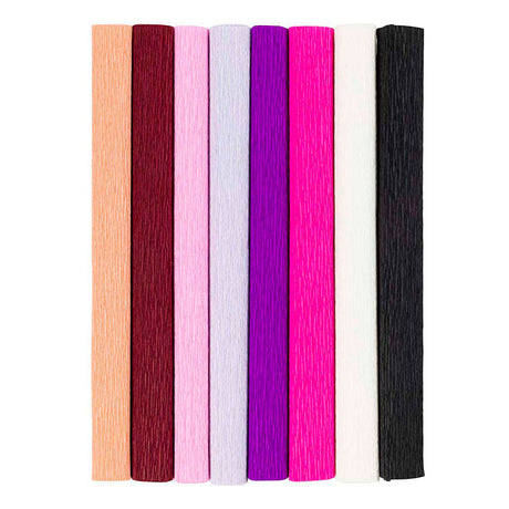 Creativ Company Krepppapier, Blatt 25 x 60 cm, Kreppverhältnis: 180 %, 105 g, Lila-Rosa-Harmonie, 8 Blatt 1 Karton