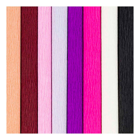Creativ Company Krepppapier, Blatt 25 x 60 cm, Kreppverhältnis: 180 %, 105 g, Lila-Rosa-Harmonie, 8 Blatt 1 Karton