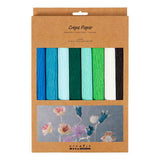 Creativ Company Krepppapier, Blatt 25 x 60 cm, Kreppverhältnis: 180 %, 105 g, blau-grüne Harmonie, 8 Blatt 1 Karton