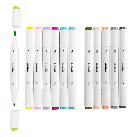 Creativ Company Zeichenstift, Strichstärke 1+8 mm, Pastellfarben, 12 Stück, 1 Box