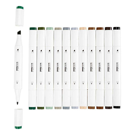 Creativ Company Zeichenmarker, Strichstärke 1+8 mm, Naturfarben, 12 Stück 1 Box