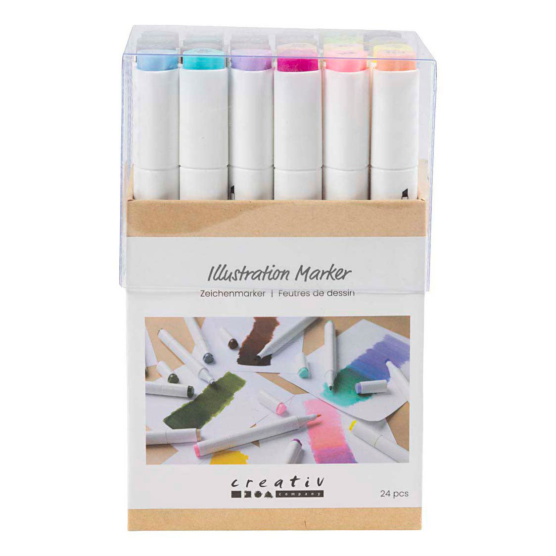 Kreativunternehmen https: www.cchobby.nl Zeichenmarker-Linienstärke-1-8-mm-Pastellfarben-Standardfarben-24-Stück-1-Box