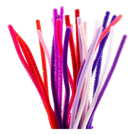 Creativ Company Chenille, L: 30 cm, Stärke 6 mm, lila rosa Harmonie, 25 Stück 1 Box