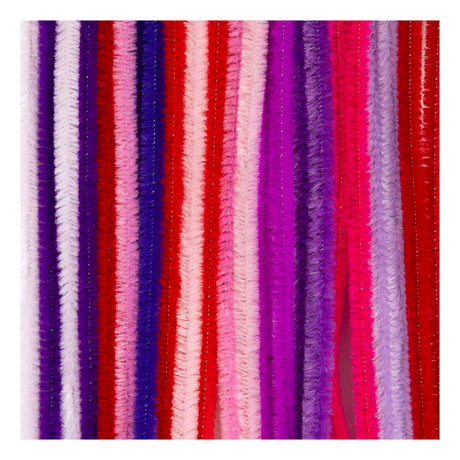 Creativ Company Chenille, L: 30 cm, Stärke 6 mm, lila rosa Harmonie, 25 Stück 1 Box
