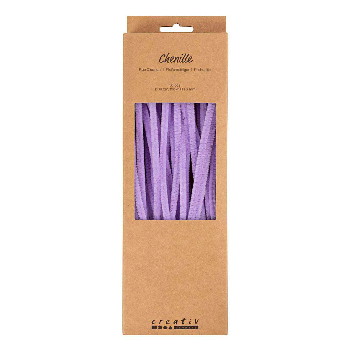 Creativ Company Chenilledraht lila Bastelmaterial 50 Stück 6mm x 30cm.