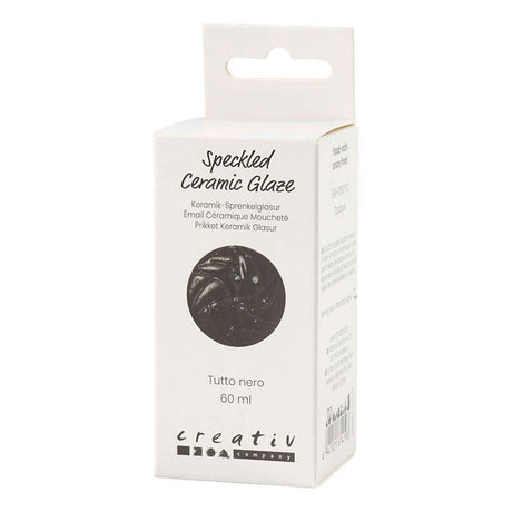 Creativ Company gesprenkelte Keramikglasur, 999-1060 °C, deckend, tutto nero, 60 ml 1 Flasche