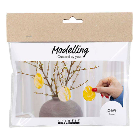 Creativ Company Mini-Hobby-Set Bildhauerei, Ei, hellgelb, Pastellfarben, 1 Box