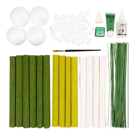 Creativ Company Maxi-Hobby-Set Krepppapier, Blumenstrauß, hellgrün, dunkelgrün, pastellgrün, weiß, 1 Box