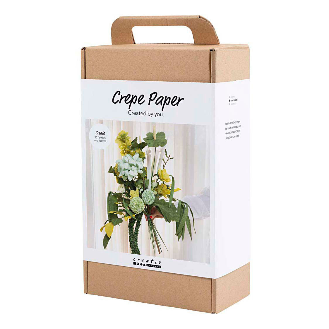 Creativ Company Maxi-Hobby-Set Krepppapier, Blumenstrauß, hellgrün, dunkelgrün, pastellgrün, weiß, 1 Box