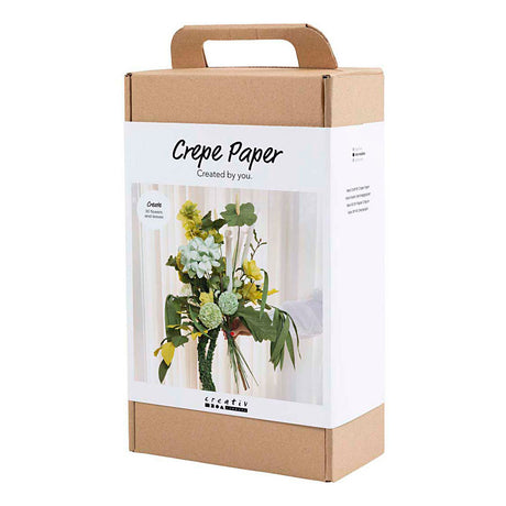 Creativ Company Maxi-Hobby-Set Krepppapier, Blumenstrauß, hellgrün, dunkelgrün, pastellgrün, weiß, 1 Box