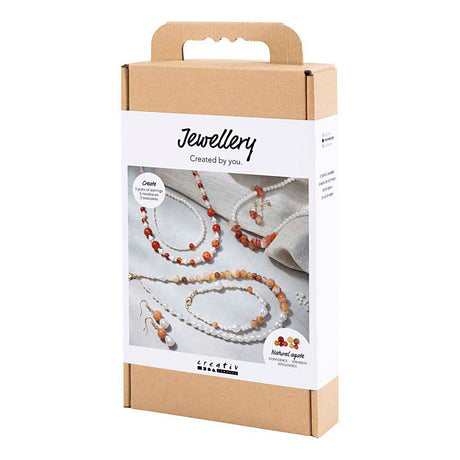 Creativ Company Hobby-Set Schmuck, Beige, gebranntes Orange, weißes Perlmutt, 1 Box
