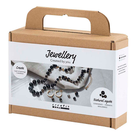 Creativ Company Mini-Hobby-Set Schmuck, Halskette und Ohrringe, schwarz, weiß, 1 Box