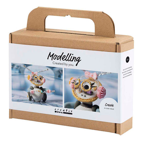 Creativ Company Mini-Hobby-Set Robotermodellierung in Grau und Rosa