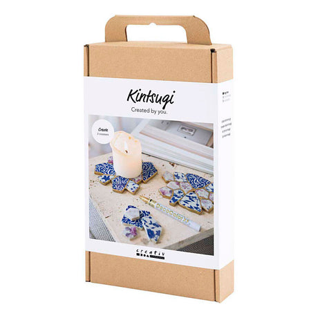 Creativ Company Hobby-Set Kintsugi, Untersetzer, Blau, Gold, Hellrot, Weiß, 1 Box