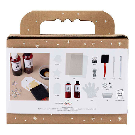Creativ Company Mini-Hobby-Set Cyanotypie, Geschenkanhänger, Blau, Silber, 1 Box