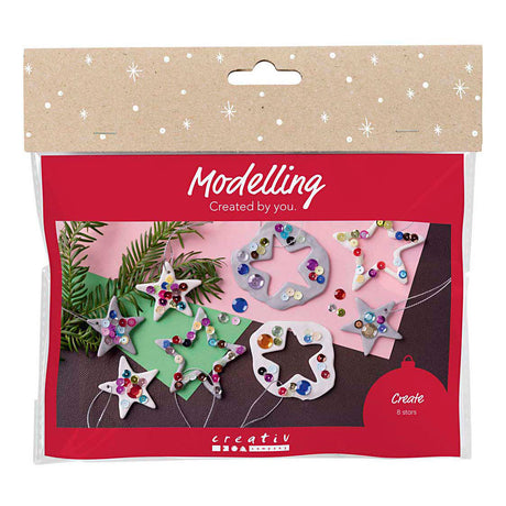 Creativ Company Mini-Hobby-Set Bildhauerei, Sterne, Silber, Weiß, 1 Box