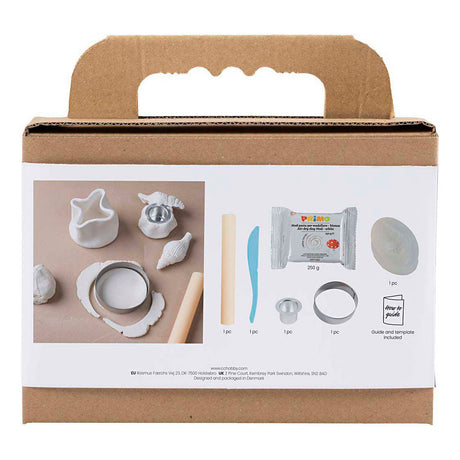 Creativ Company Mini-Hobbyset Modellieren, Kerzenständer mit Muscheln, gebrochenes Weiß, 1 Box