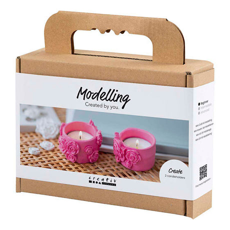 Creativ Company Mini-Hobby-Set Bildhauerei, Teelichthalter, rosa, 1 Box