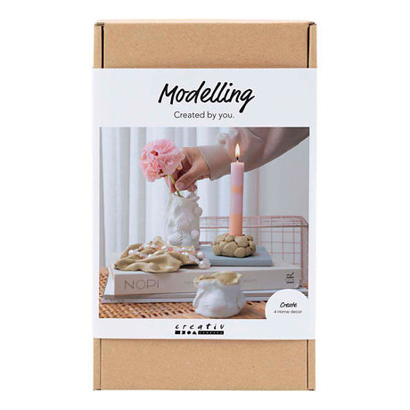 Creativ Company Modellbau-Hobbyset, Vasen und Kerzenständer, Beige, Elfenbein, gebrochenes Weiß, 1 Box