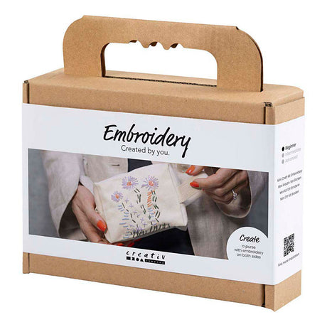 Creativ Company Mini-Hobby-Set Stickerei, Schminktasche, Creme, 1 Box