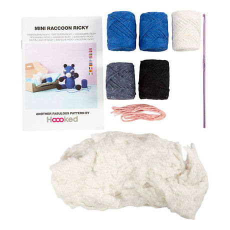 Creativ Company Hobby-Set Amigurumi, Waschbär, Schwarz, Blau, 1 Box