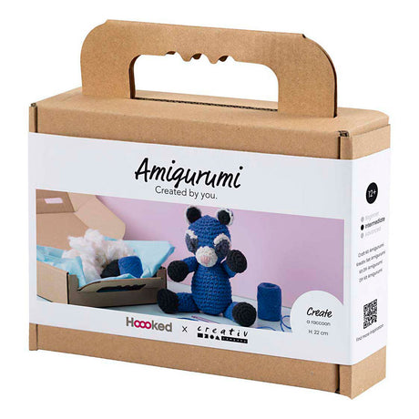 Creativ Company Hobby-Set Amigurumi, Waschbär, Schwarz, Blau, 1 Box