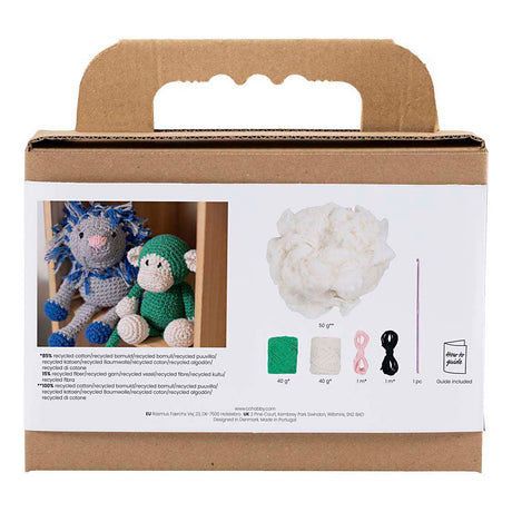 Creativ Company Hobby-Set Amigurumi, Affe, grün, gebrochenes Weiß, 1 Box