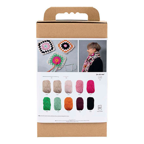 Creativ Company Häkel-Hobby-Set, Schal, Creme, warme Farben, 1 Box