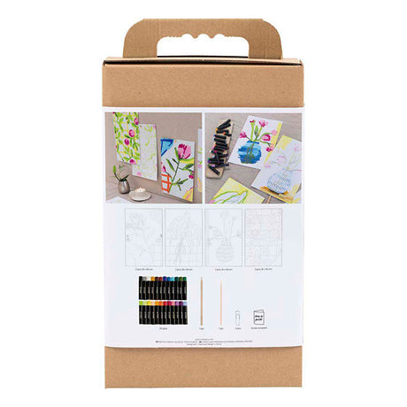 Creativ Company Hobby-Set Ölpastell, Blumen, verschiedene Farben, 1 Box