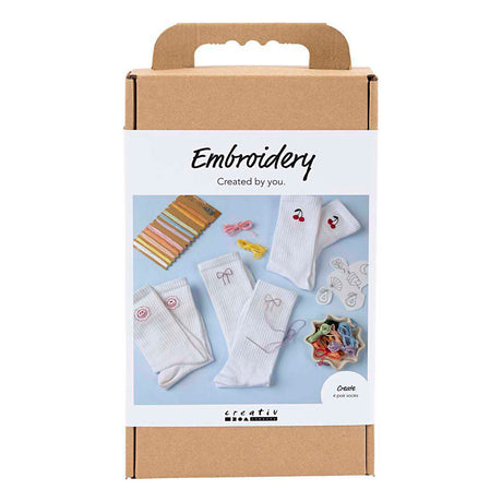 Creativ Company Hobby-Set Stickerei, Socken, weiß, 1 Box