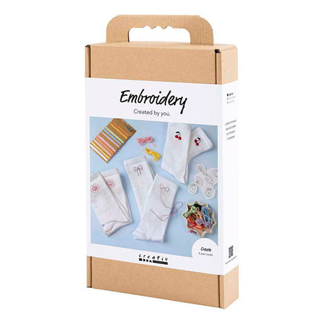 Creativ Company Hobby-Set Stickerei, Socken, weiß, 1 Box