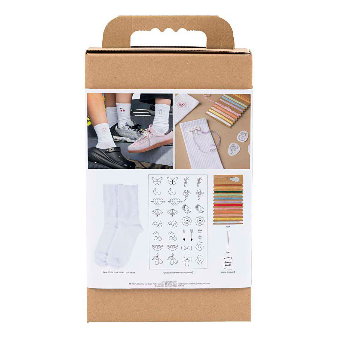 Creativ Company Hobby-Set Stickerei, Socken, weiß, 1 Box