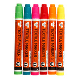 Textilmarker, Strichstärke 2-4 mm, Neonfarben, 6 Stück, 1 Box