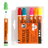 Textilmarker, Strichstärke 2-4 mm, Neonfarben, 6 Stück, 1 Box