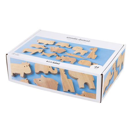Creativ Company Holztiere, Bauernhof und Safari, H: 3-14,5 cm, Stärke 2 cm, 44 Stück 1 Box